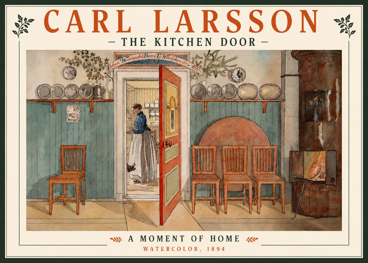 Carl Larsson The Kitchen Door No5 - Affiche