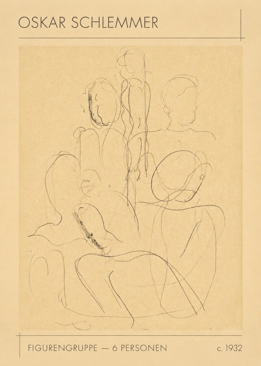 Oskar Schlemmer Figurengruppe - 6 Personen No1 - Affiche