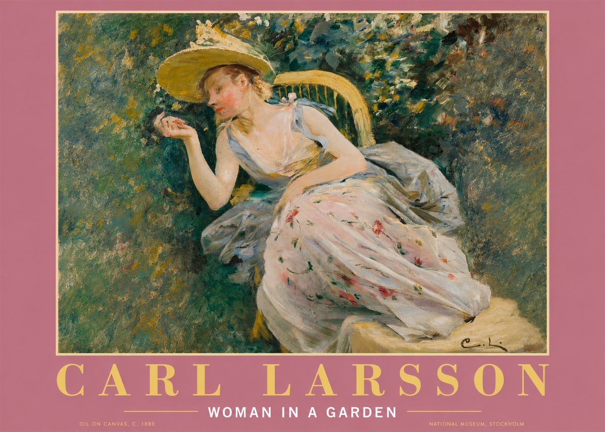 Carl Larsson Woman in a Garden No2 - Affiche