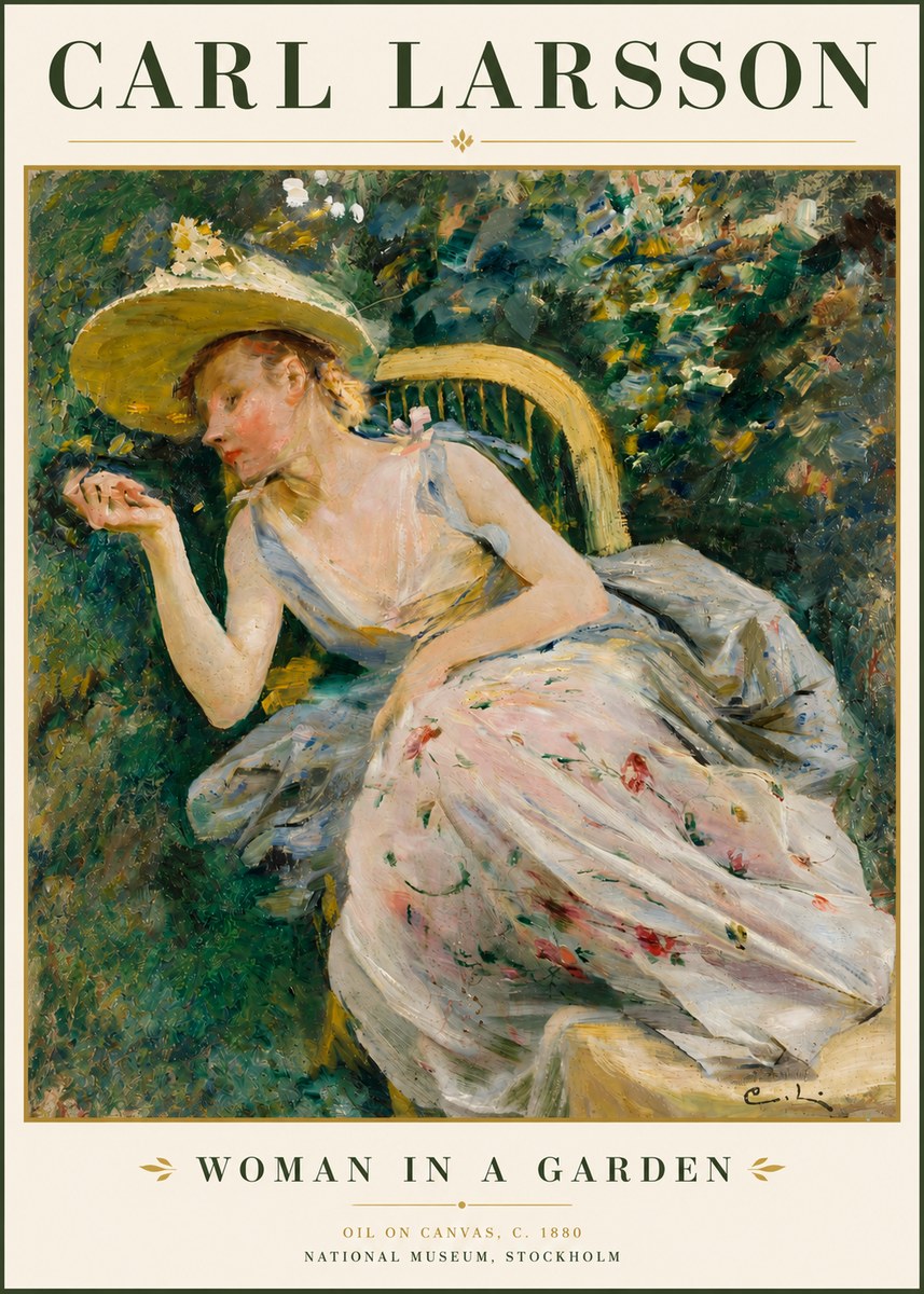Carl Larsson Woman in a Garden No4 - Affiche