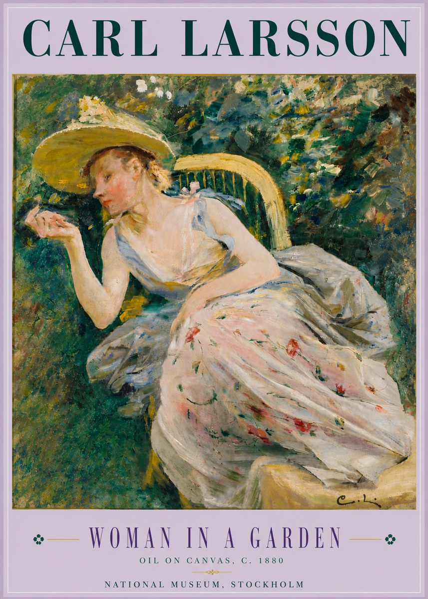Carl Larsson Woman in a Garden No6 - Affiche