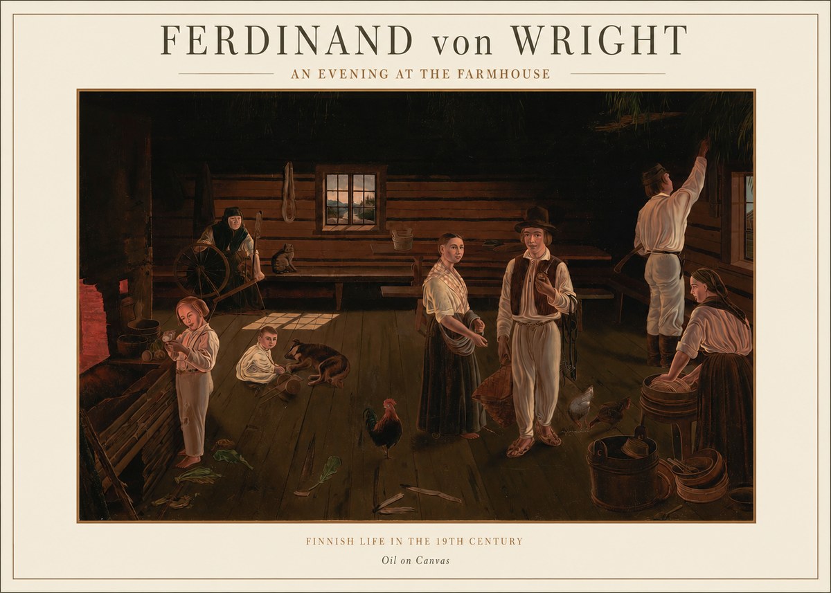 Ferdinand von Wright An Evening at the Farmhouse No1 - Affiche