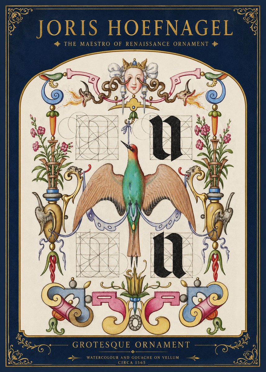 Joris Hoefnagel Grotesque Ornament No2 - Affiche