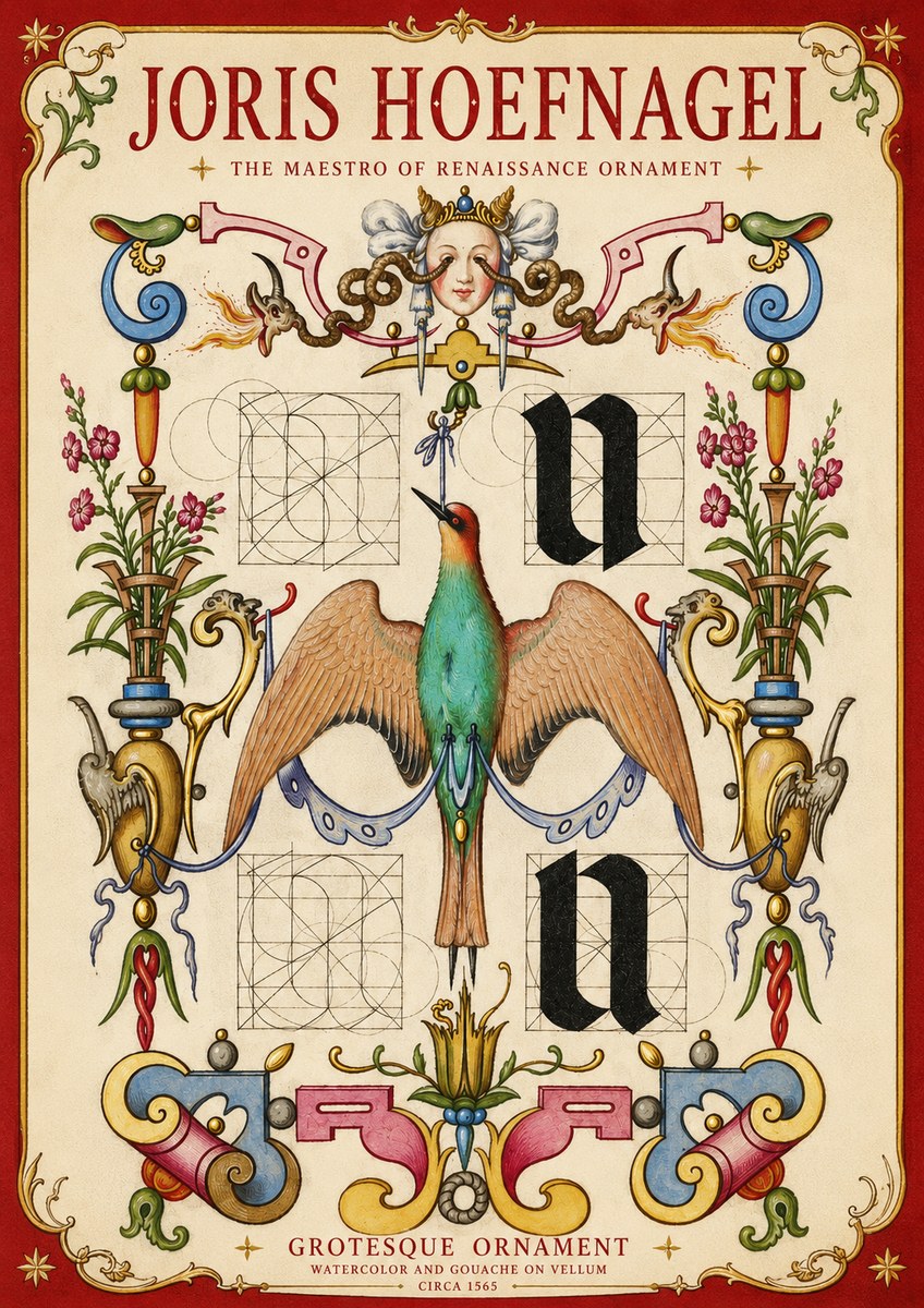 Joris Hoefnagel Grotesque Ornament No4 - Affiche