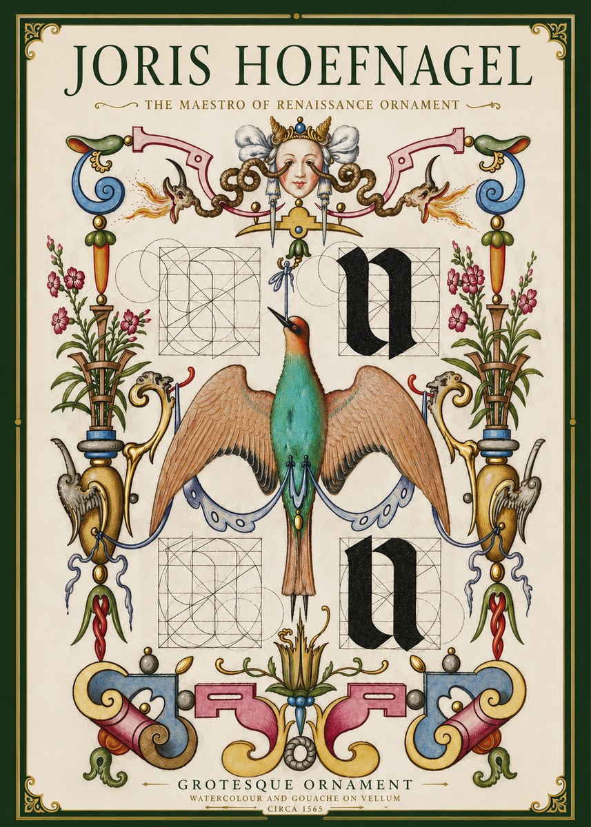 Joris Hoefnagel Grotesque Ornament No5 - Affiche