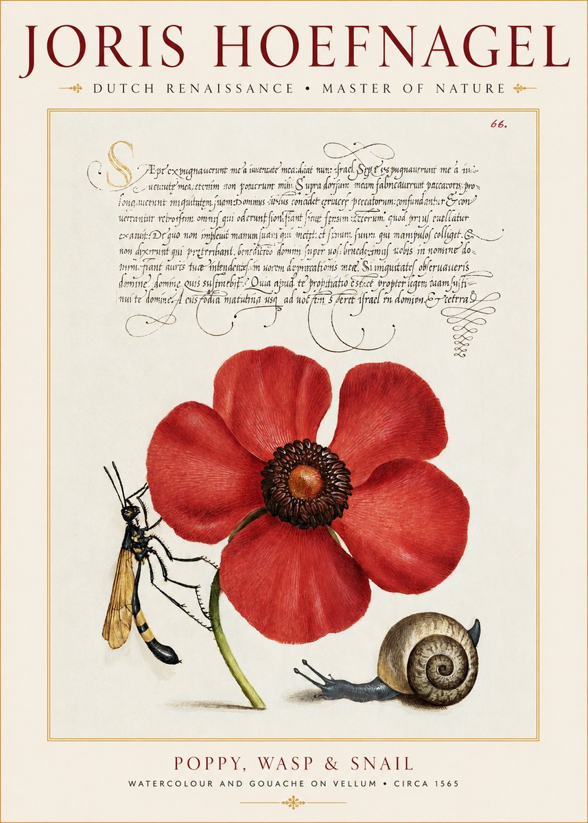 Joris Hoefnagel Poppy, Wasp & Snail No1 - Affiche