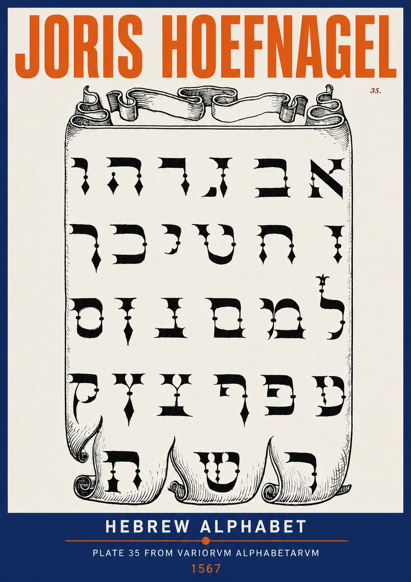 Joris Hoefnagel Hebrew Alphabet No2 - Affiche