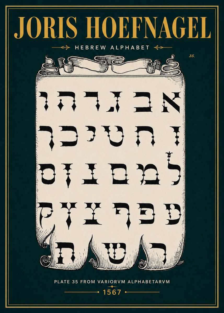 Joris Hoefnagel Hebrew Alphabet No4 - Affiche