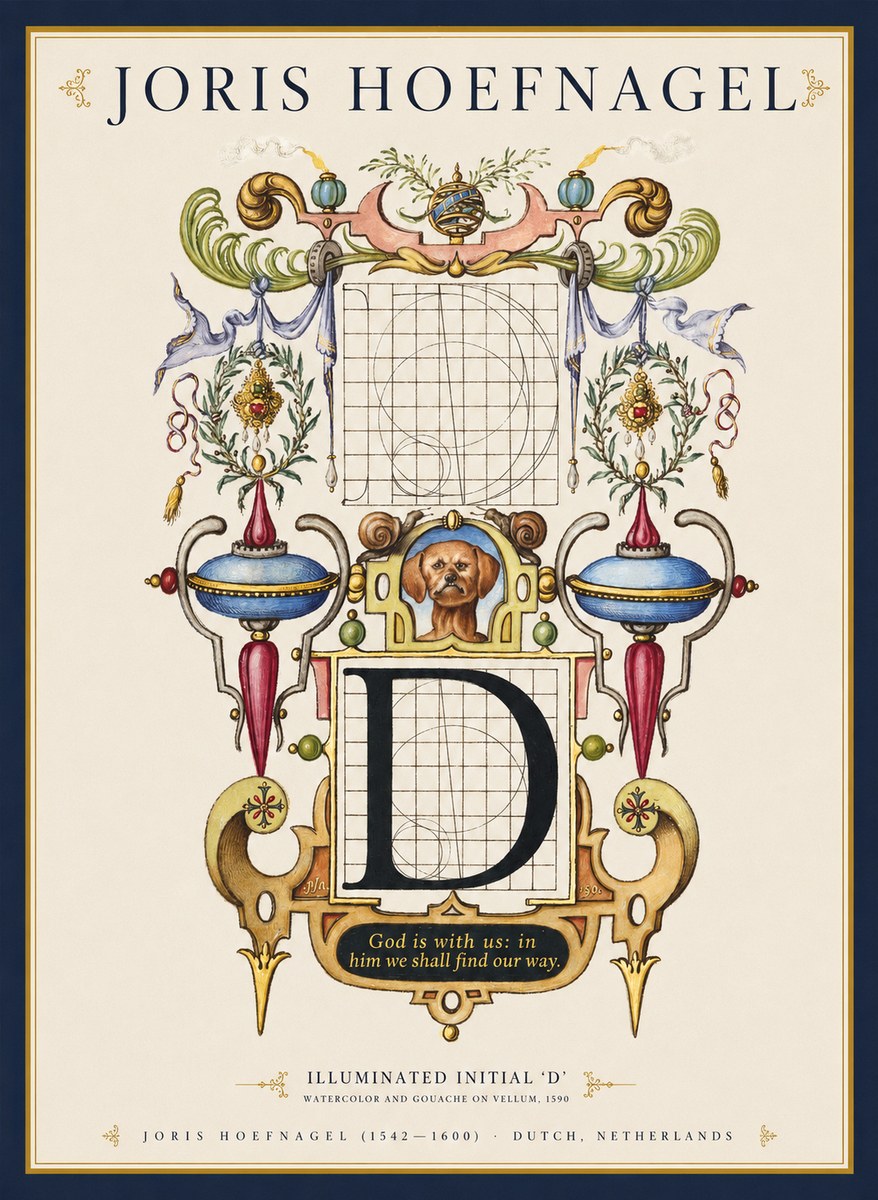 Joris Hoefnagel Illuminated Initial 'D' No1 - Affiche