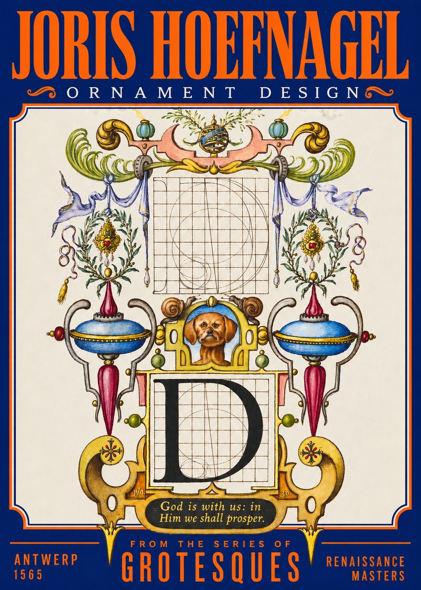 Joris Hoefnagel Illuminated Initial 'D' No3 - Affiche