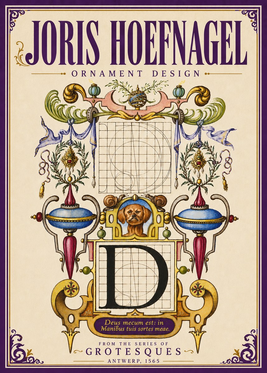 Joris Hoefnagel Illuminated Initial 'D' No5 - Affiche