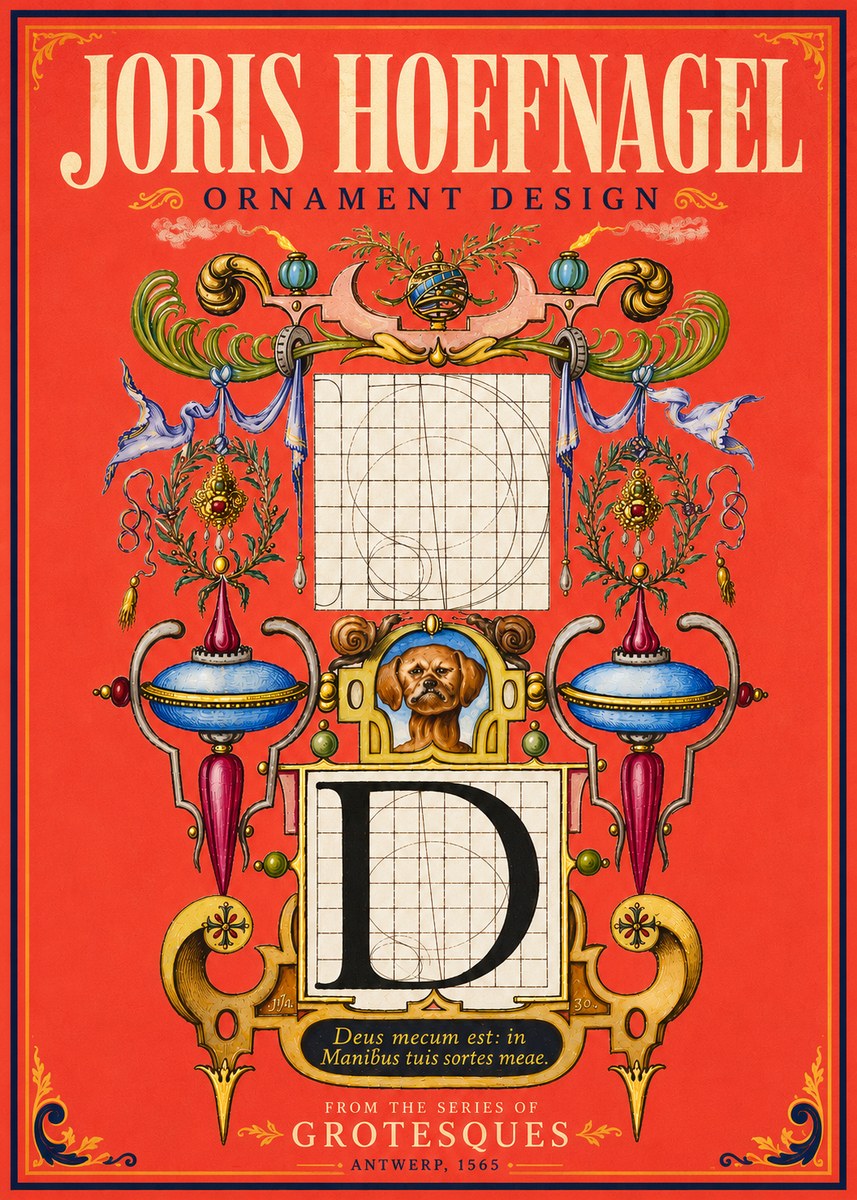 Joris Hoefnagel Illuminated Initial 'D' No6 - Affiche