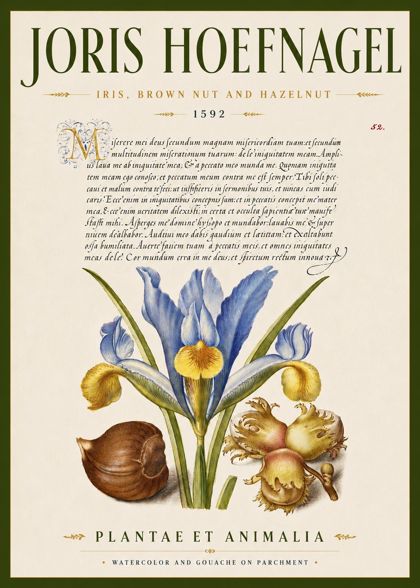 Joris Hoefnagel Iris, Brown Nut and Hazelnut No5 - Affiche