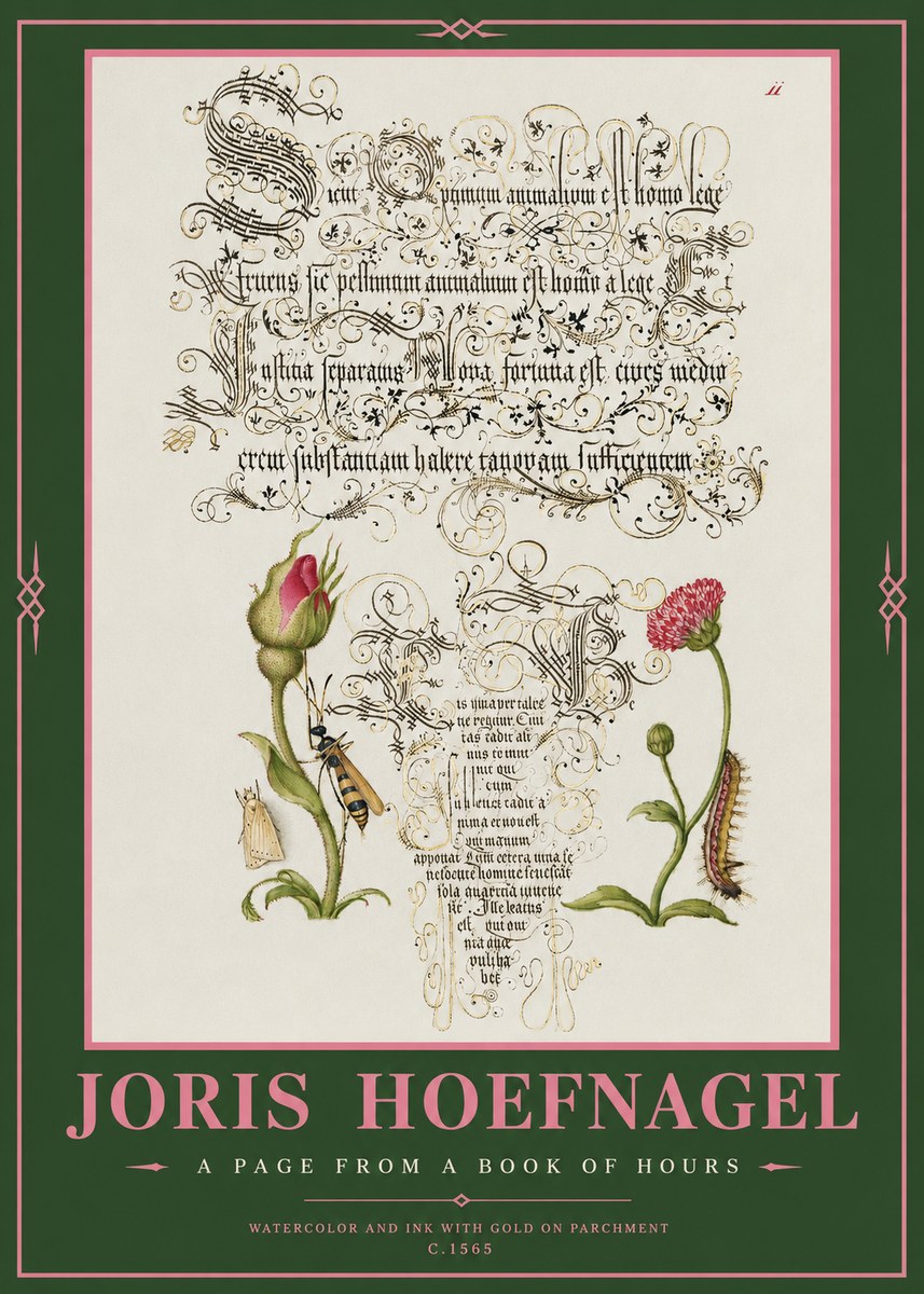 Joris Hoefnagel A Page from a Book of Hours No2 - Affiche