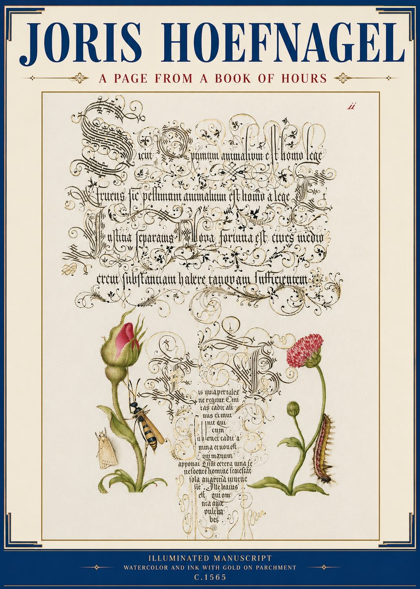Joris Hoefnagel A Page from a Book of Hours No3 - Affiche