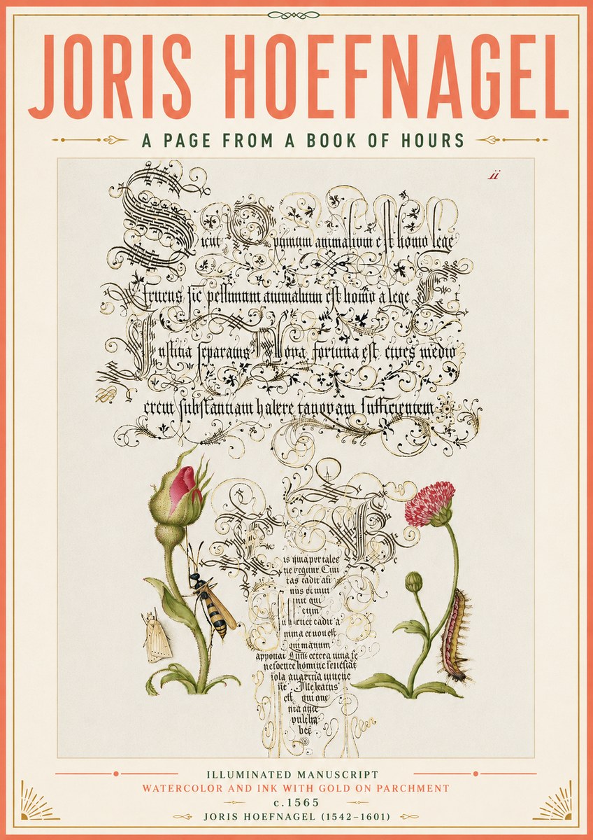 Joris Hoefnagel A Page from a Book of Hours No4 - Affiche