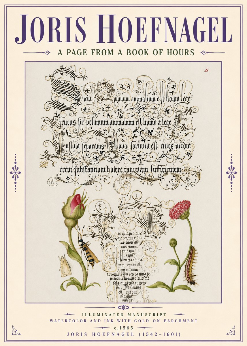 Joris Hoefnagel A Page from a Book of Hours No6 - Affiche