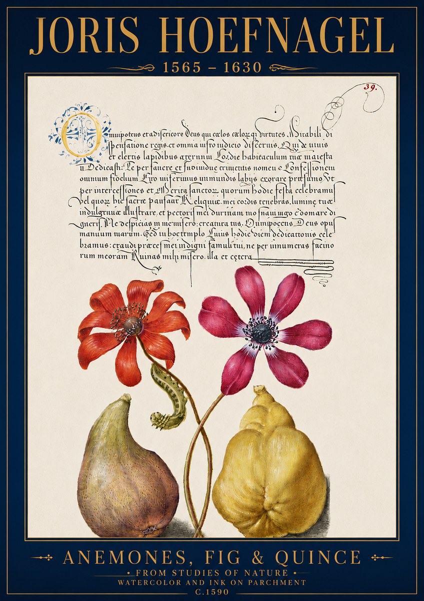 Joris Hoefnagel Flowers and Fruits No5 - Affiche