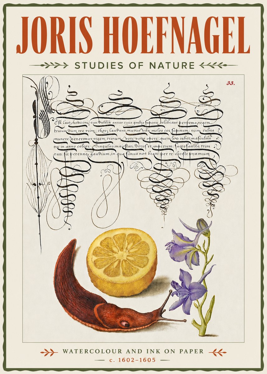 Joris Hoefnagel Studies of Nature No4 - Affiche