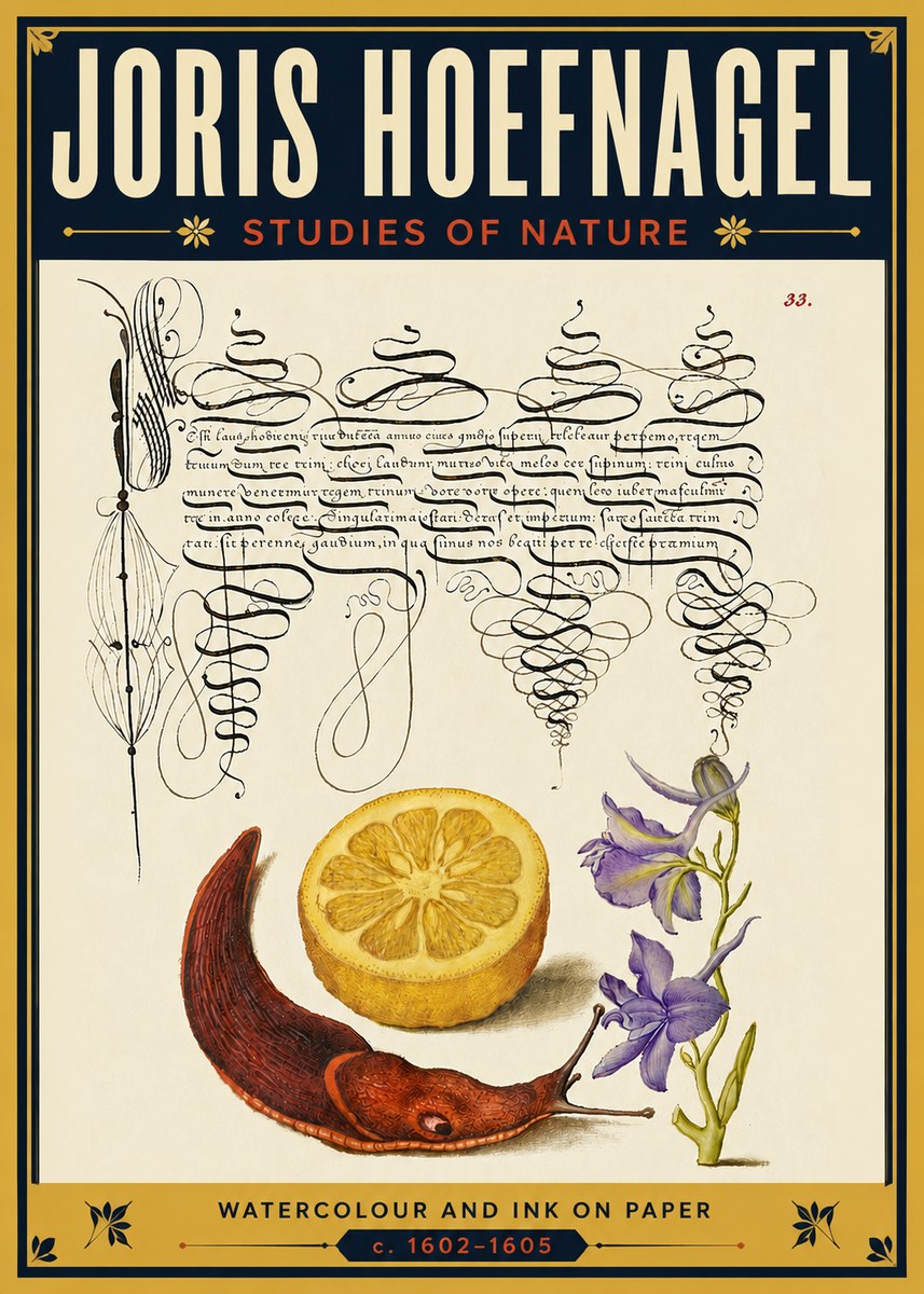 Joris Hoefnagel Studies of Nature No5 - Affiche