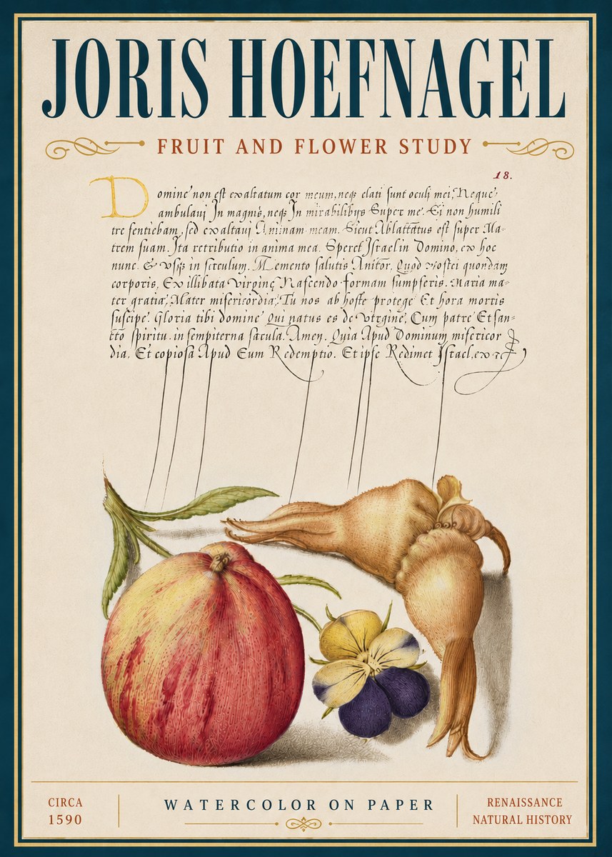 Joris Hoefnagel Fruit and Flower Study No5 - Affiche