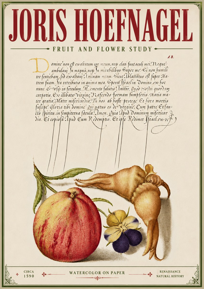 Joris Hoefnagel Fruit and Flower Study No6 - Affiche