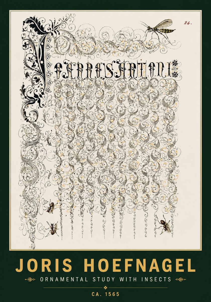 Joris Hoefnagel Ornamental Study with Insects No4 - Affiche