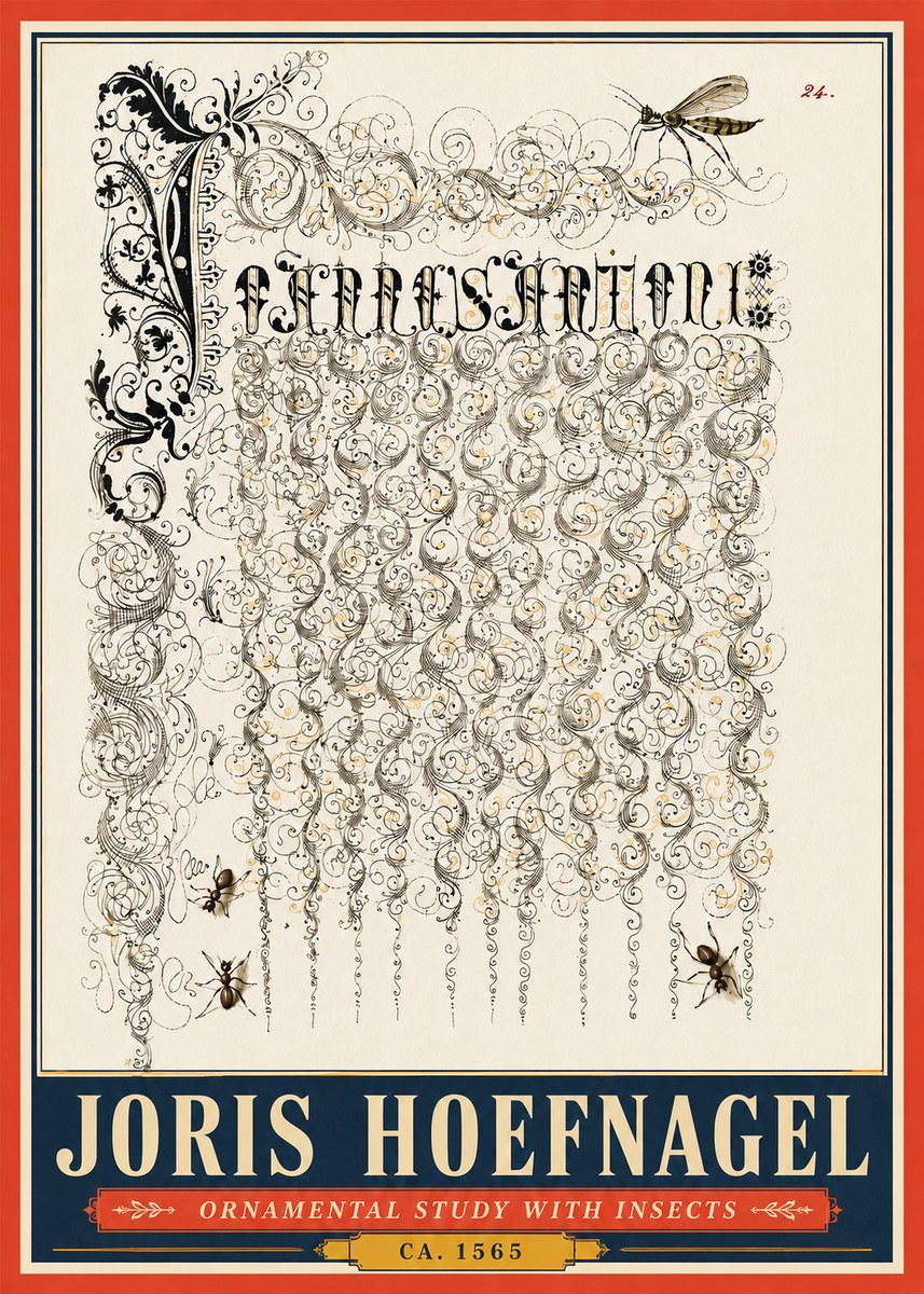 Joris Hoefnagel Ornamental Study with Insects No5 - Affiche