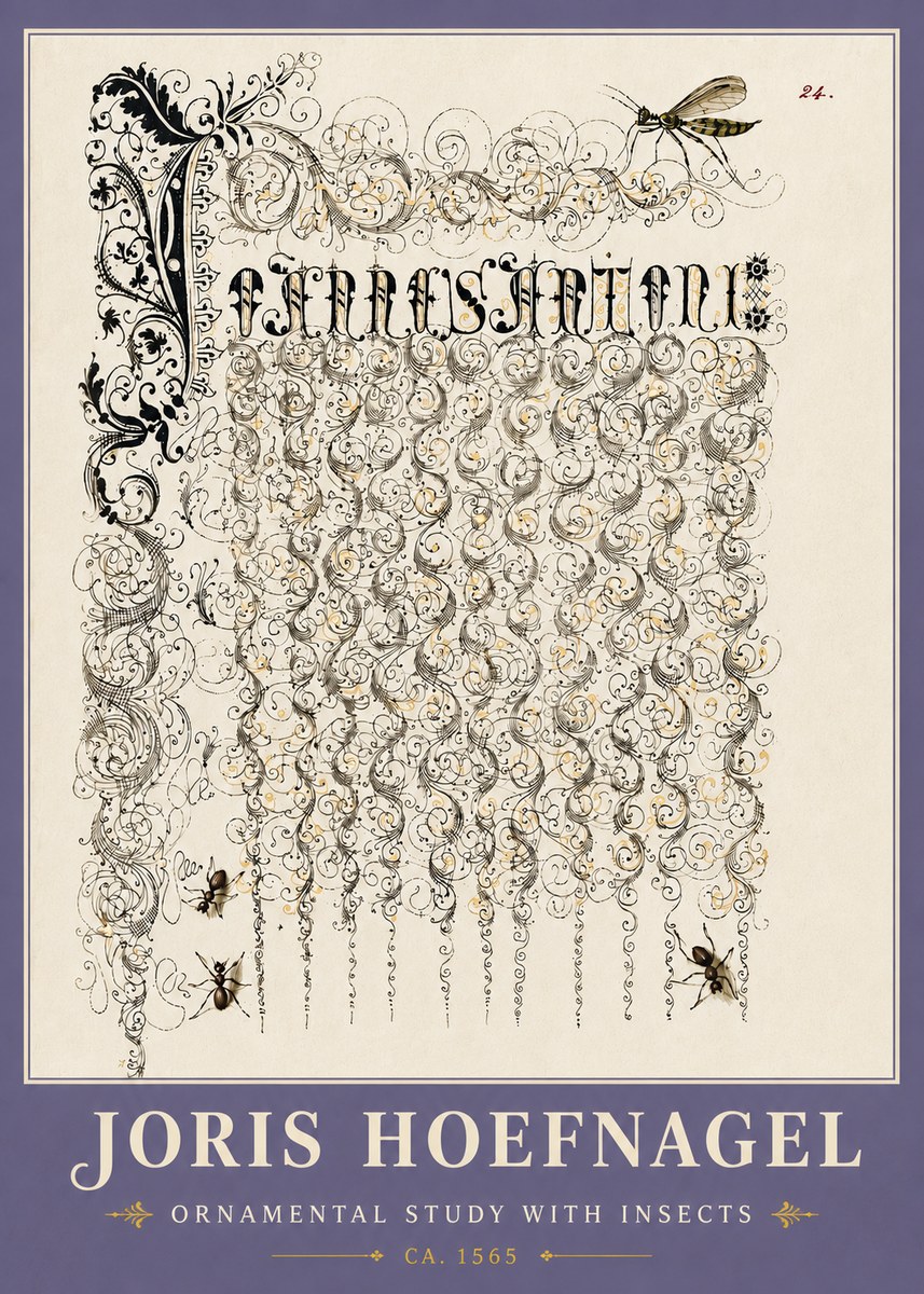 Joris Hoefnagel Ornamental Study with Insects No6 - Affiche