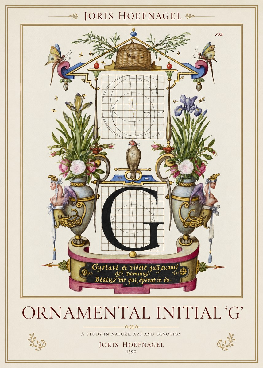 Joris Hoefnagel Ornamental Initial 'G' No1 - Affiche