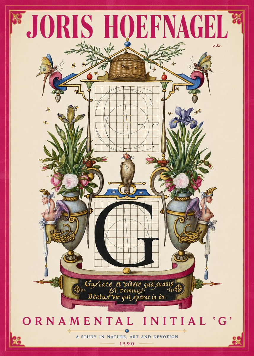 Joris Hoefnagel Ornamental Initial 'G' No2 - Affiche
