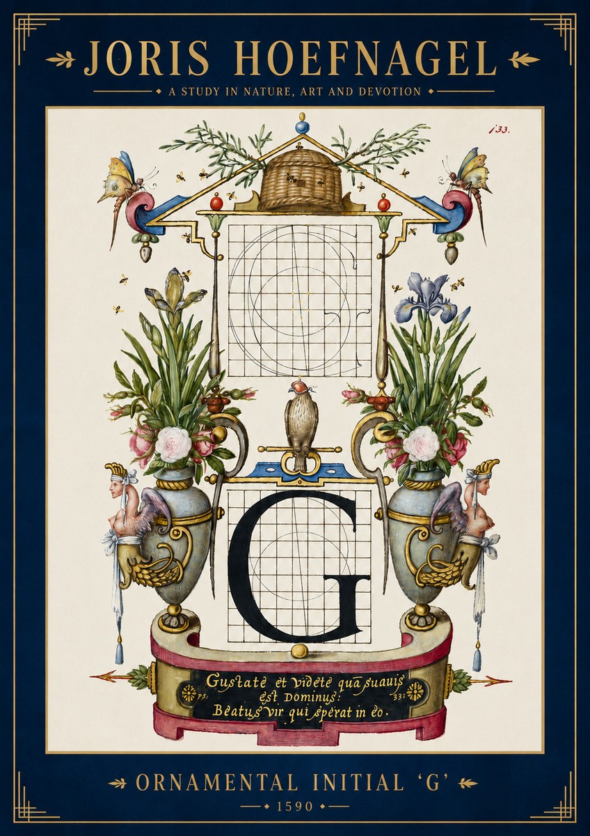 Joris Hoefnagel Ornamental Initial 'G' No3 - Affiche