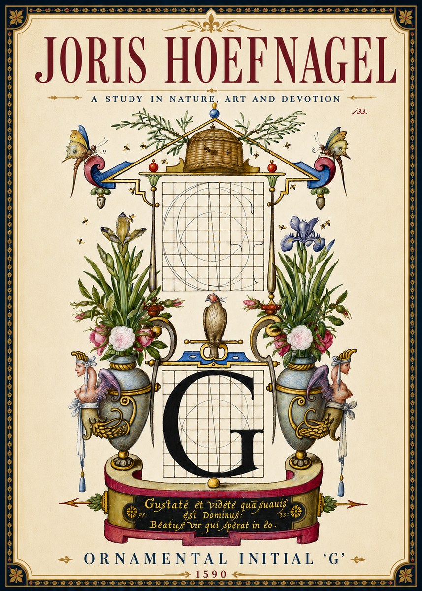 Joris Hoefnagel Ornamental Initial 'G' No6 - Affiche