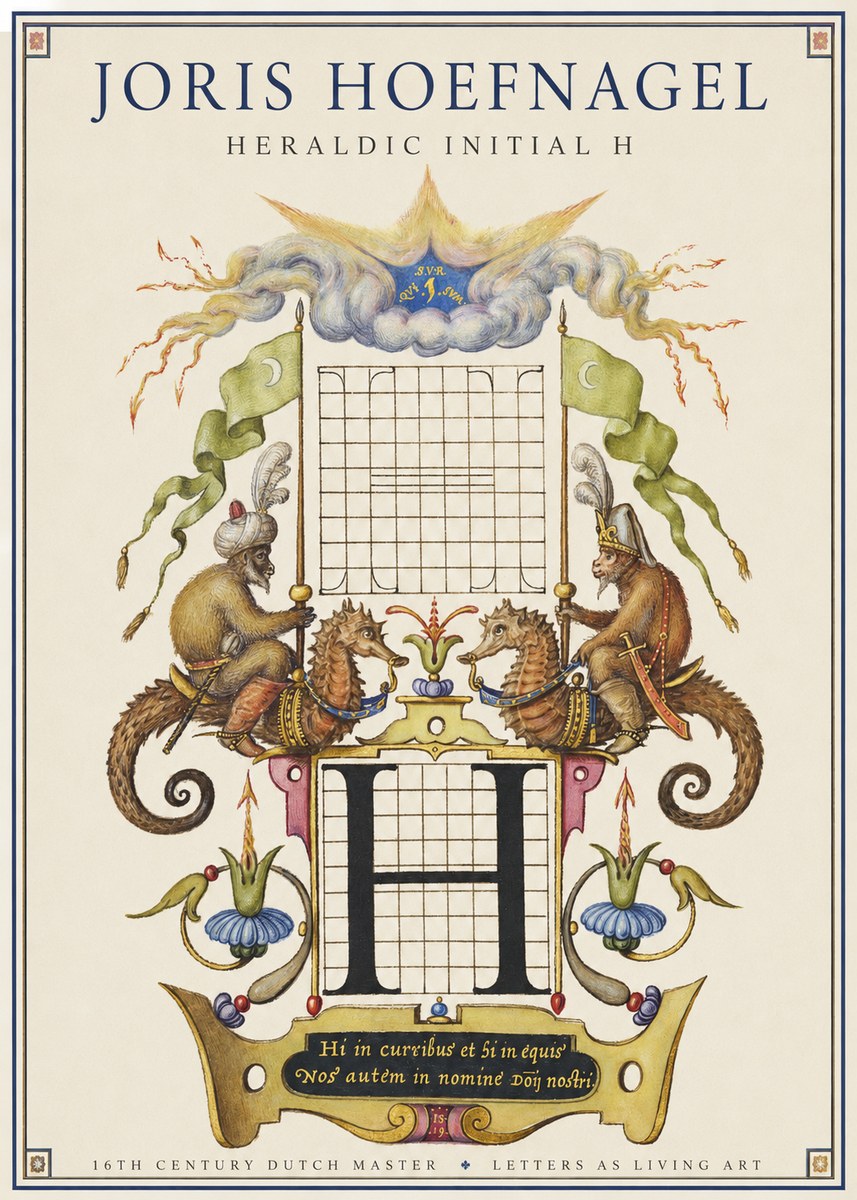 Joris Hoefnagel Heraldic Initial H No1 - Affiche