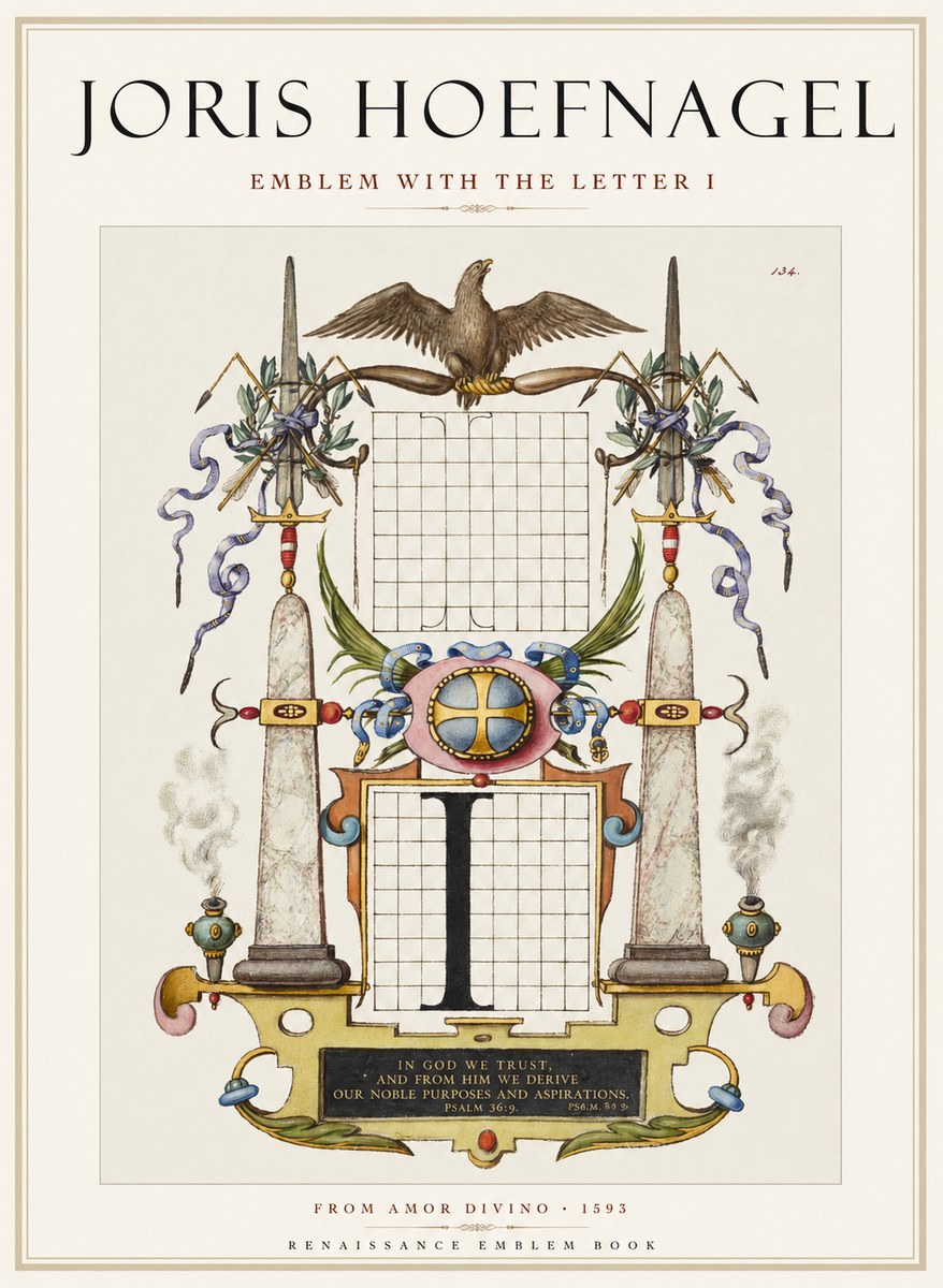 Joris Hoefnagel Ornamental Design with Dedicatory Inscription No2 - Affiche