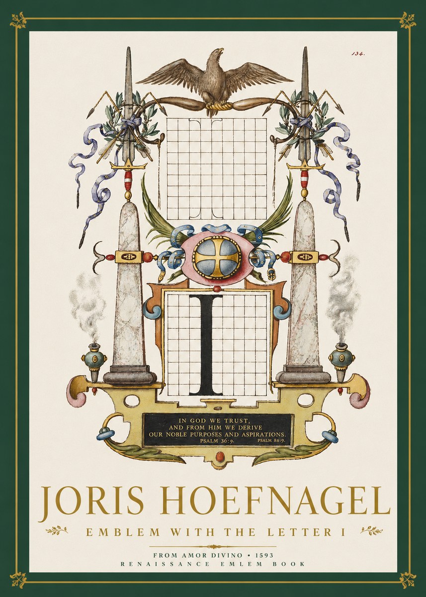Joris Hoefnagel Ornamental Design with Dedicatory Inscription No4 - Affiche