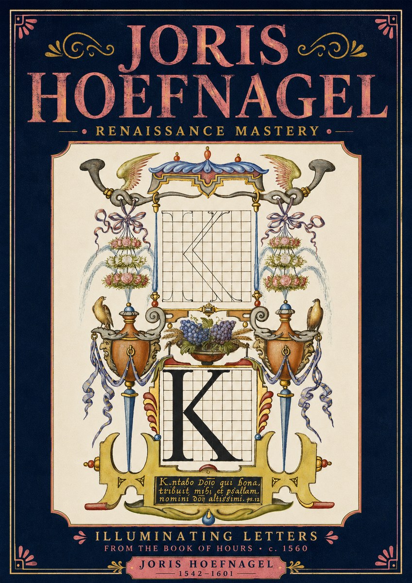 Joris Hoefnagel Illuminated Initial "K" from the Book of Hours No4 - Affiche