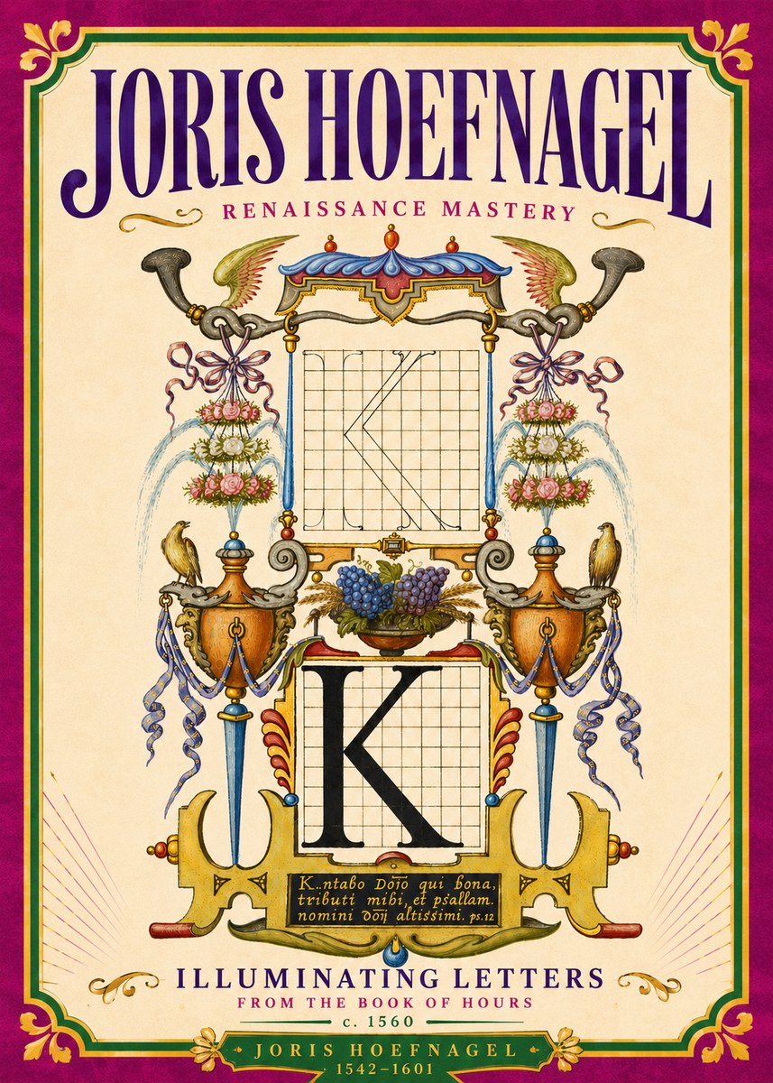 Joris Hoefnagel Illuminated Initial "K" from the Book of Hours No6 - Affiche