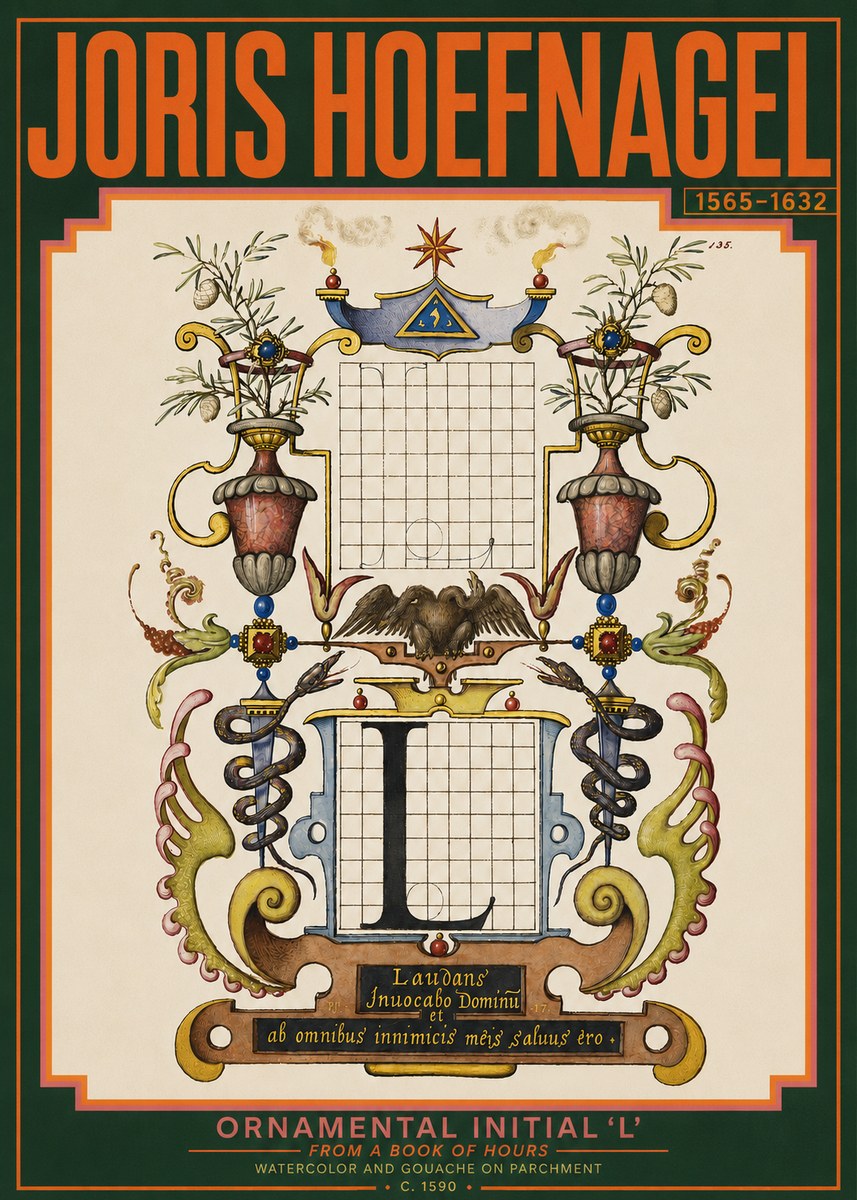 Joris Hoefnagel Ornamental Initial 'L' No3 - Affiche