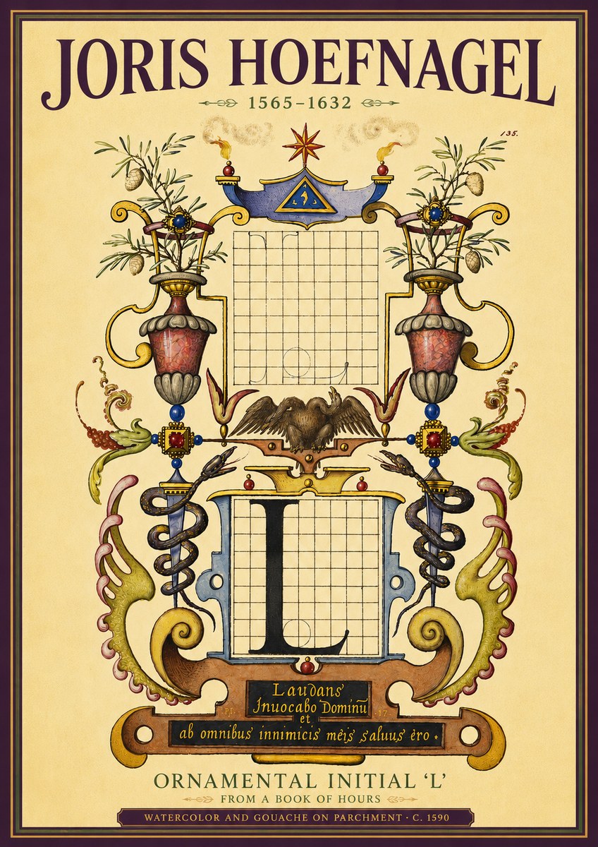 Joris Hoefnagel Ornamental Initial 'L' No4 - Affiche