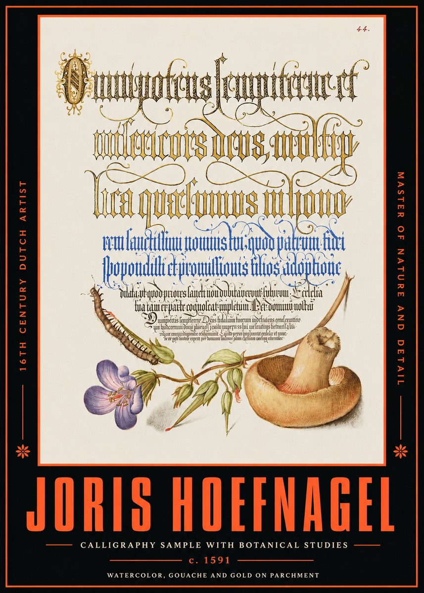 Joris Hoefnagel From a Series of Calligraphy Samples No4 - Affiche