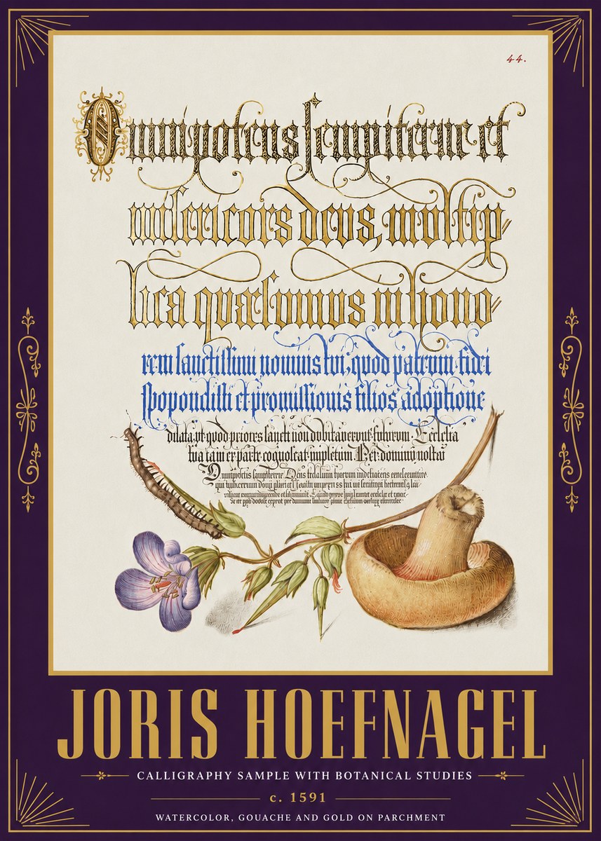 Joris Hoefnagel From a Series of Calligraphy Samples No5 - Affiche