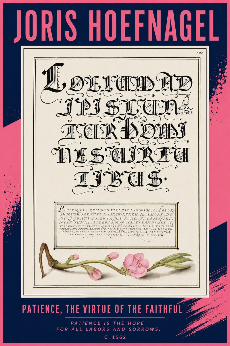 Joris Hoefnagel Calligraphic Alphabet from a Book of Lettering No4 - Affiche