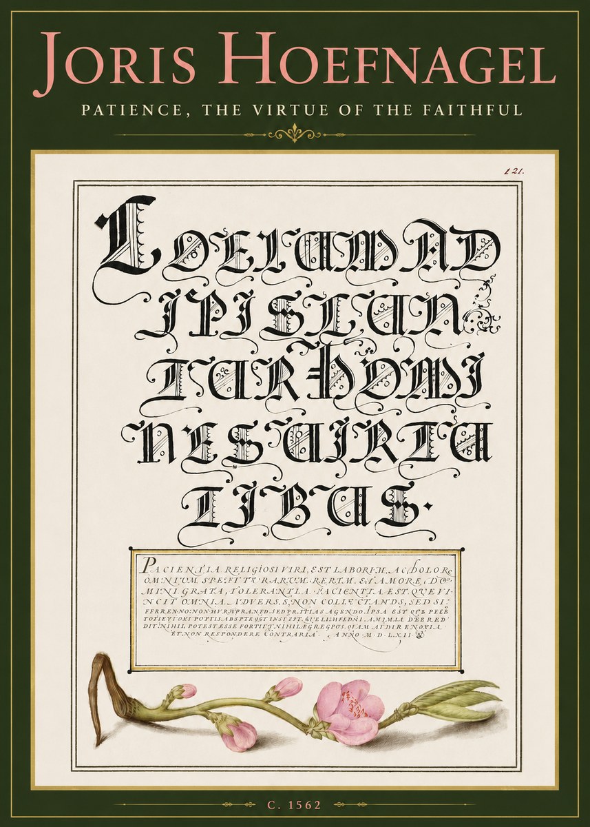 Joris Hoefnagel Calligraphic Alphabet from a Book of Lettering No5 - Affiche