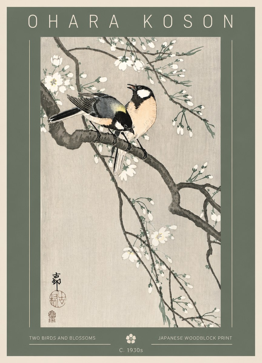 Ohara Koson Two Birds and Blossoms I No3 - Affiche