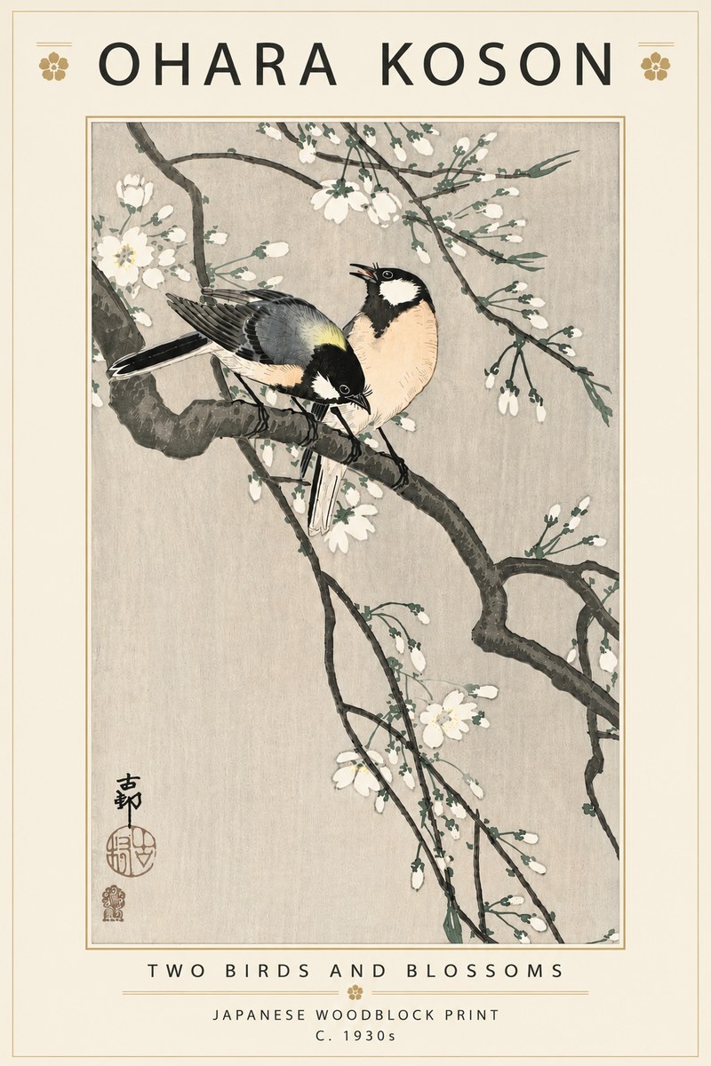Ohara Koson Two Birds and Blossoms I No5 - Affiche