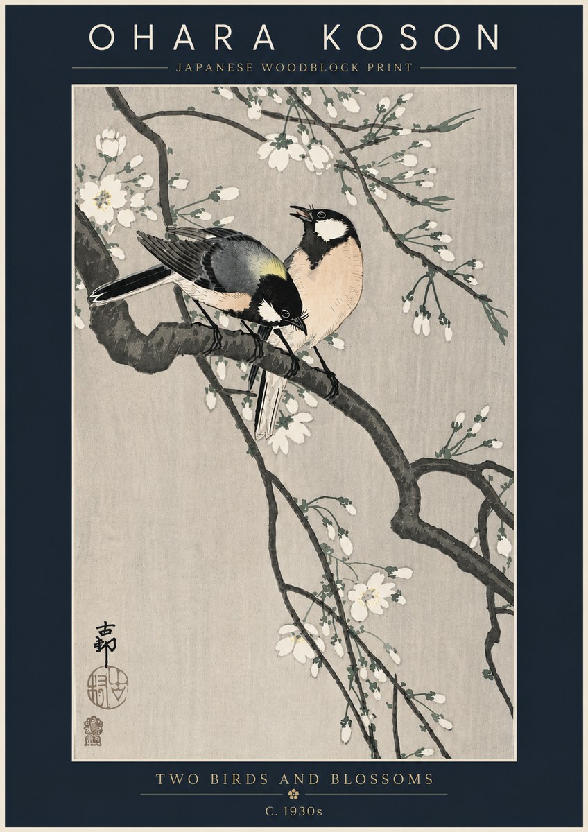 Ohara Koson Two Birds and Blossoms I No6 - Affiche