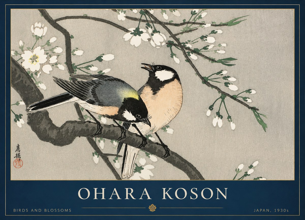 Ohara Koson Birds and Blossoms No3 - Affiche