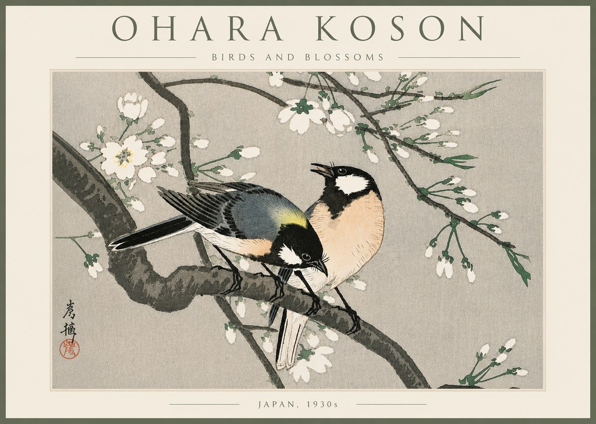 Ohara Koson Birds and Blossoms No6 - Affiche