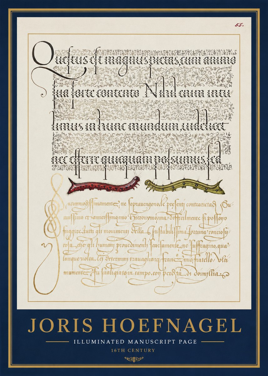 Joris Hoefnagel Illuminated Manuscript Page I No1 - Affiche